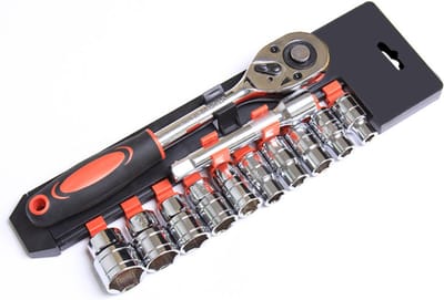 DW4Trading 12 Delige 1/4" Metrische Doppen Set met Ratel en Verlengstuk - 4-13mm