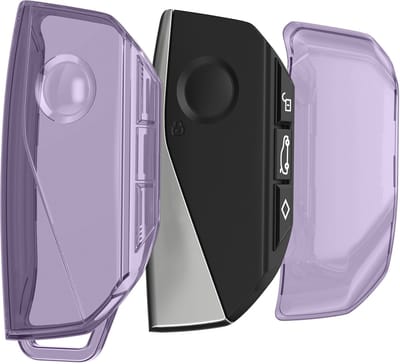 kwmobile autosleutel hoesje geschikt voor BMW 4-knops X7 X1 U11 iX ix1 7-serie G07 I7 autosleutel - Autosleutel behuizing van TPU - Transparant in paars / transparant