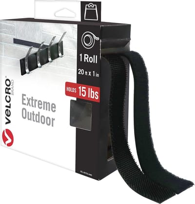 Zware Duurzame Buiten Tape | Extra Sterke Dubbelzijdige Haak en Lus Lijmtape | Perfect voor Thuis, Kantoor en Garage | Zwart