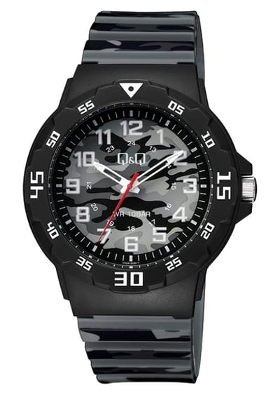 Q&Q-Horloge-Jongens-Mannen-Waterdicht-10BAR-Zwemmen/Sporten-Rubber band-43MM-Grijs