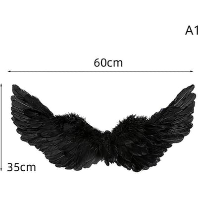 1 stuks Kinderen Volwassenen Feest Zwaluw Witte Engel Veren Vleugels Toverstokken Cosplay Elastische Banden Bruiloft Verjaardag Halloween Kerstmis black