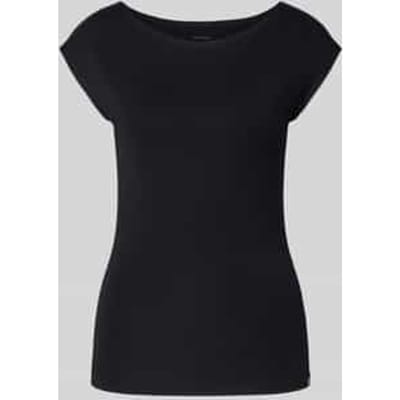 T-shirt met boothals en labeldetail