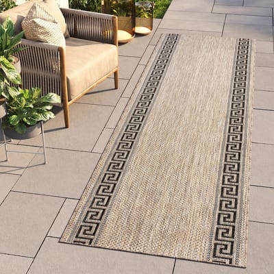 Tapiso Melissa Loper Laagpolig Beige Bruin Modern Indoor Outdoor Vloerkleed Maat- 70x100