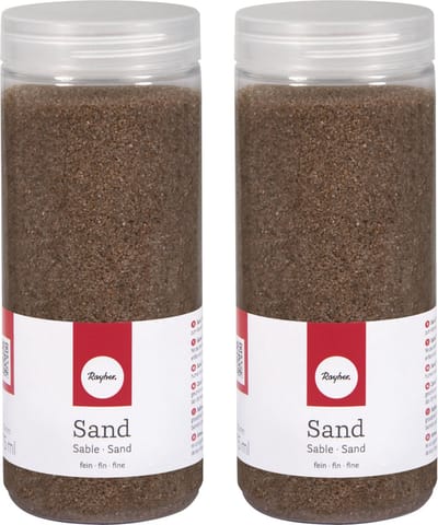 Rayher hobby Fijn decoratie zand korrels - 2x - bruin - 475 ml - zandkorrels - knutselmateriaal - 0.1 tot 0.5 mm