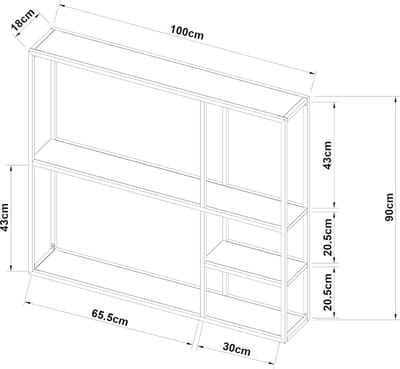Wandplank Jämijärvi staal 90x100x18 cm zwart