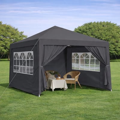 REDOM - Vouwpaviljoen - Met 4 Zijwanden En Zandzakken - Voor Tuin En Feest - Stalen Frame - Zwart - 3 X 3 M
