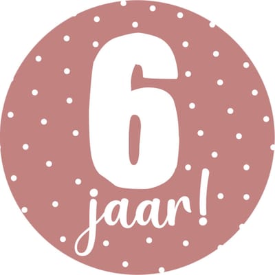 Sticker 6 jaar roze - traktatie sticker verjaardag - kinderfeestje - basisschool - 20 stuks