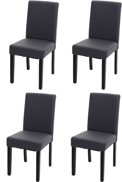 Set van 4 eetkamerstoelen Keukenstoel Littau MVG-gecertificeerd ~ kunstleer, mat grijs, donkere poten