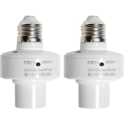 4 Stuks Slimme Lichtfitting WiFi Lamp Adapter App-bediening Smart Home Spraakbediening E27 Licht 2 packs wit