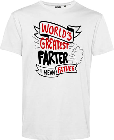 T-shirt World Greatest Farter | Vaderdag | Vaderdag cadeau met tekst | Vaderdag cadeau | Wit | maat XS