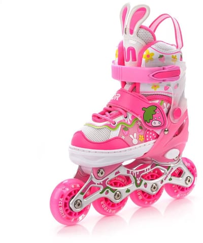 Meteor Rollen 4-in-1, M 34-37 – Kinder skates – Bunny – LED-wielen, verstelbare schoen, achterrem, ABEC-7