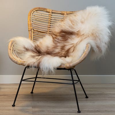 WOOOL IJslandse Schapenvacht - Wit Bruin XL (115x65cm) 100% Echte Schapenvachten - ECO+ Dierenvel