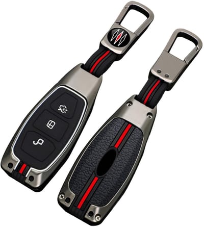 Dailygoods- Autosleutelbehuizing Zinklegering - Sleutelhanger - Siliconen Knoppen - Schokbestendig - Voor Ford Fiesta/Focus/Ranger - 100% Nieuw