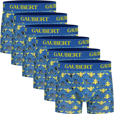 Boxershorts met print | Bamboe | Merk: Gaubert | Kleur: Blauw | Bijen | Heren | 6 stuks