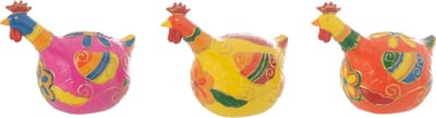 J-Line figuur Kippen Bloemen - polyresin - mix - small - 3 stuks