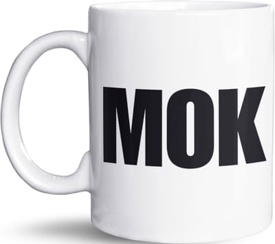 NietMokken.nl - Grappige Mok "MOK" - Simpele en Hilarische Tekst Mok - Perfect Cadeau voor Koffie- en Theeliefhebbers, vrienden of familie - 325 ml Keramische Mok - Vaatwasser- en Magnetronbestendig