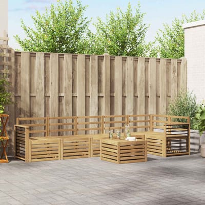 vidaXL - Buiten - bank - set - 7 - st - Wit - Massief - Acacia - Hout