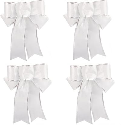 Kerstboomdecoratie strik 6 stuks - zilver - glitter - voor feestelijke versiering - ShopVlot
