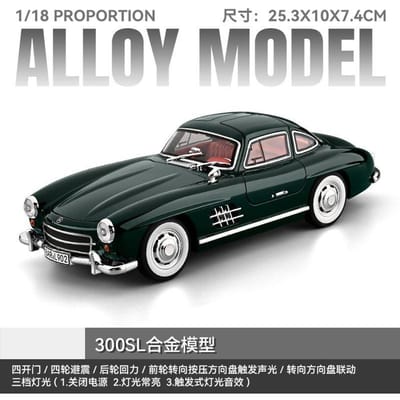 1:18 Mercedes Benz 300SL Gullwing Luxe Klassieke Coupé Legeringsmodel Metalen Diecast Auto Woondecoratie & Computer Bureau Ornament groen
