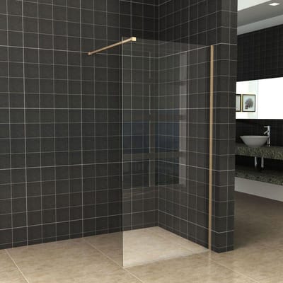Diamond Line - Inloopdouche / Douchewand - 140x200 - Geborsteld Messing - Antikalk - Helder Glas - 8mm Veiligheidsglas