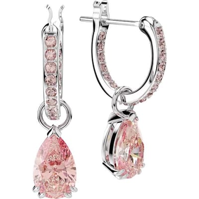 Boucles d'oreilles créoles en cristal forme poire Attract Swarovski 5723566 Pink|F