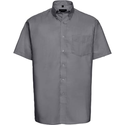 Russell Collection Heren Oxford Easy-Care overhemd met korte mouwen (Zilver)