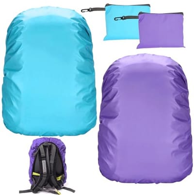 Pack van 2 Waterdichte Regenhoezen voor Rugzakken - Schooltas - 30-40L - Hoge Zichtbaarheid - Regenbescherming voor Wandelen