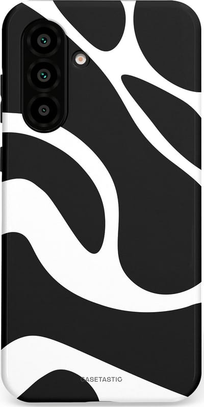 Casetastic Hoesje Geschikt voor Samsung A56 / A36 - Stijlvolle Beschermende Duo-layer Case - Zwart Wit Golven