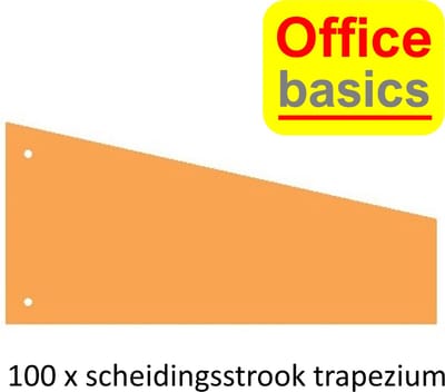 Scheidingsstroken trapezium tabbladen Office Basics - 2 gaats - oranje karton - set 100 stuks