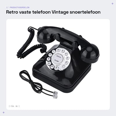 Dailygoods- Vaste Telefoon Vintage - Retro Telefoon met Draaiknop - Snoertelefoon - Antislip Sokkel - Duurzaam Kunststof - Gebruiksvriendelijk Ontwerp