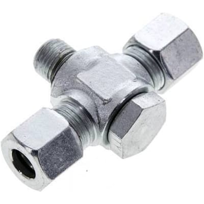 10L & G1/4'' Verzinkt Stalen T-Draaidoorvoer Snijringkoppeling Buitendraad 315bar NBR ISO 8434-1