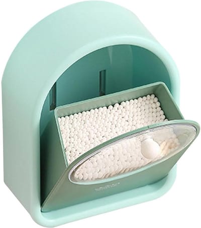 Cosmetica Opbergdoos - Make-up Organizer Wattenschijfjeshouder - Make-up Organiseren - Waterdicht Stofdicht Deksel - 21.7 x 17.3 x 8.6 cm