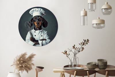 WallCircle - Wandcirkel - Muurcirkel - Hond - Garde - Kok - Aluminium - Dibond - 90x90 cm - Binnen en Buiten