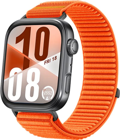 Strap-it Wave nylon bandje met klittenbandsluiting - geschikt voor Huawei Watch Fit 3 / Watch Fit 4 / Watch Fit 4 Pro / Watch Fit 5 / Watch Fit 5 Pro (oranje)