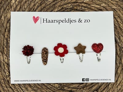 Try-out mix 30 - mix van verschillende speldjes - rood - glitters - kerst - feestdagen - 3 cm speldjes
