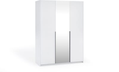Kledingkast Apollonia met Spiegel 150 x 204 cm (wit, zwarte handgrepen)