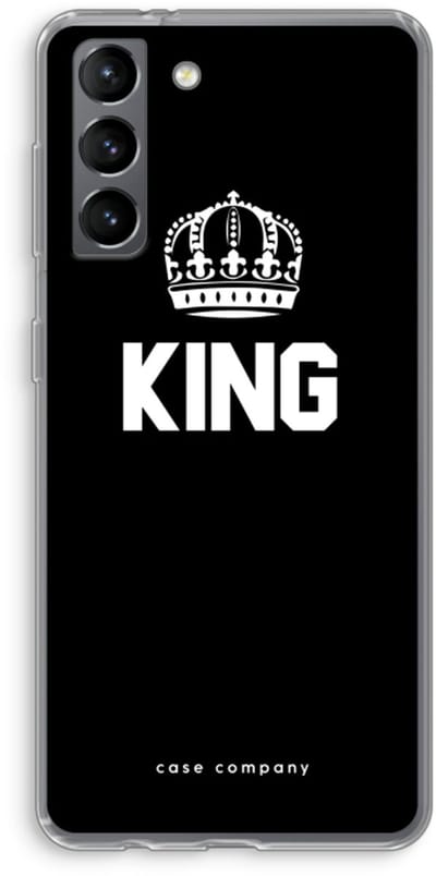 Case Company® - Hoesje geschikt voor Samsung Galaxy S21 hoesje - King zwart - Soft Cover Telefoonhoesje - Bescherming aan alle Kanten en Schermrand