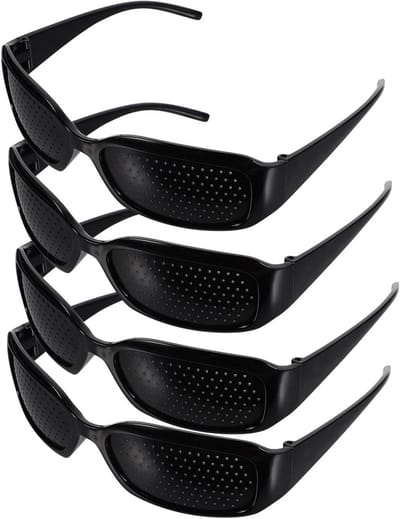 Anneome Pinhole Hole Glasses Eye Protection Glasses Pinhole Glasses Black Frame Glasses Black Frame Vision Glasses Anti-Fatigue Vision Eyewear Vision Care Corrective Glasses Hole