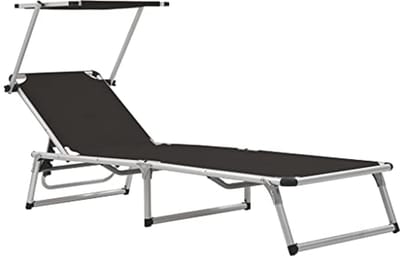 Opvouwbare Lounger voor Buiten met Zonnescherm - Comfortabele Ligstoelen voor Tuin en Zwembad
