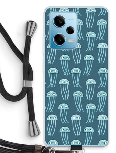 Case Company® - Hoesje met koord geschikt voor Xiaomi Redmi Note 12 Pro 5G hoesje met Koord - Kwallie - Telefoonhoesje met Zwart Koord - Bescherming aan alle Kanten en Over de Schermrand