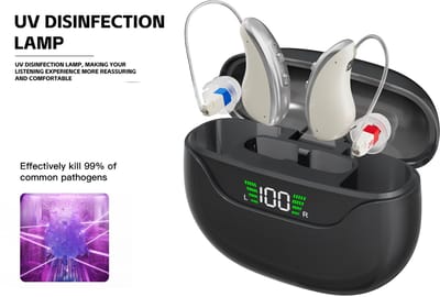 Pro Care Excellent Quality® 2x DSP Intelligent digitaal Gehoorapparaat Oplaadbaar - Auto UV Cleaning! - Tinnitus Masking - Easy Click - Geluid Reductie - Oplaadbare LED Li/Re Box - Voor achter het oor (AHO) links en rechts - Zwart Zilver