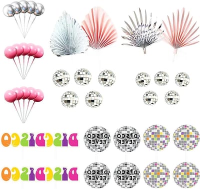 Creatieve Taartdecoratie met 29 Stuks Cake Plug-ins en 12 Stuks Cake Inserts, Vintage Stijl en Unieke Accessoires voor Feestjes