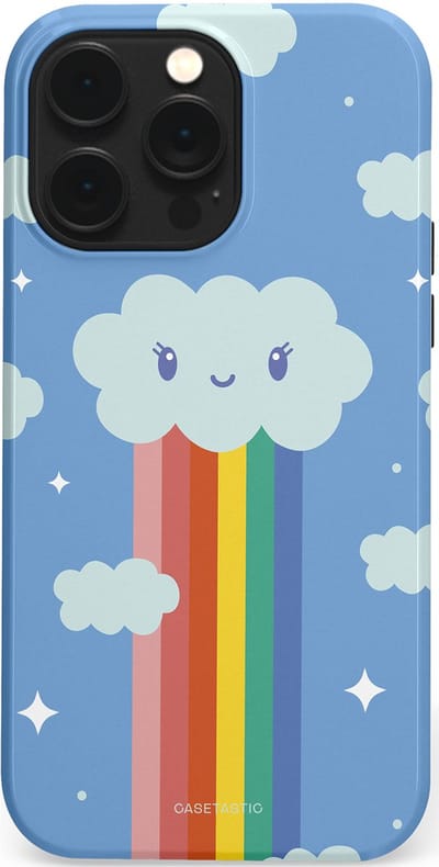 Casetastic Hoesje Geschikt voor Apple iPhone 14 Pro Max Magsafe - Stijlvolle Beschermende Duo-layer Case - Regenboogwolkje