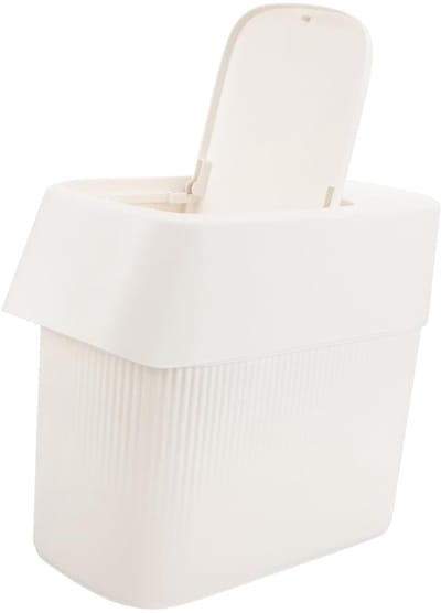 Prullenbak Met Drukdeksel - Afvalbak Met Deksel - Keuken Badkamer - Grote Capaciteit 9L - 31.5x25x15cm - Wit
