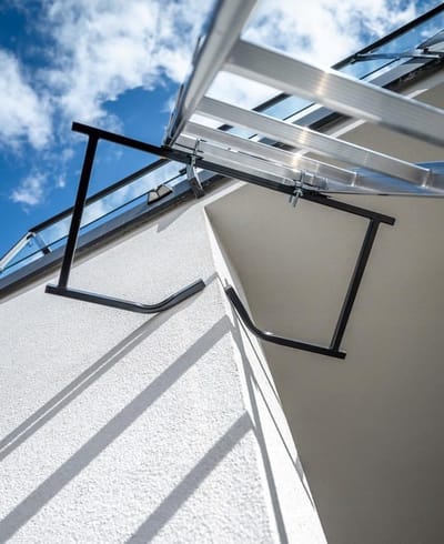 Ladder Stootrand - Afstandhouder Ladder - Hoge Werkzaamheden - Stalen Beschermbeugel - 83 x 41 x 4 cm - Zwart
