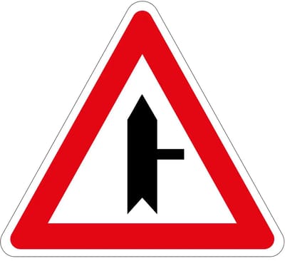 Voorrangskruispunt zijweg rechts bord - B5 | gecoat dibond materiaal | 15 cm