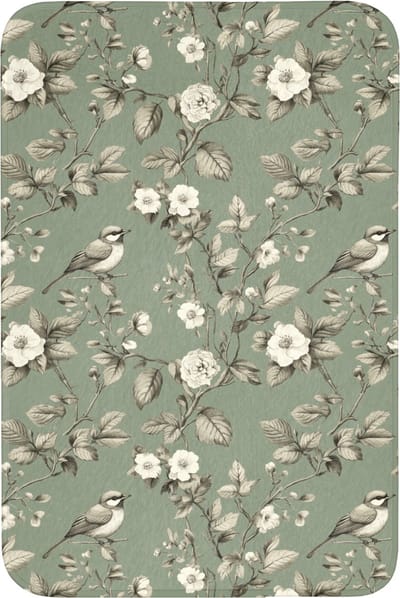Badmat 60x90 cm - Antislip - Botanisch - Vogels - Groen - Badmatten voor badkamer - Badkamermat - Douchemat - Badkamer mat
