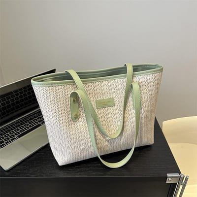 Sac à main en paille tissée de grande capacité pour femmes, nouvelle mode, décontracté, fourre-tout populaire gray