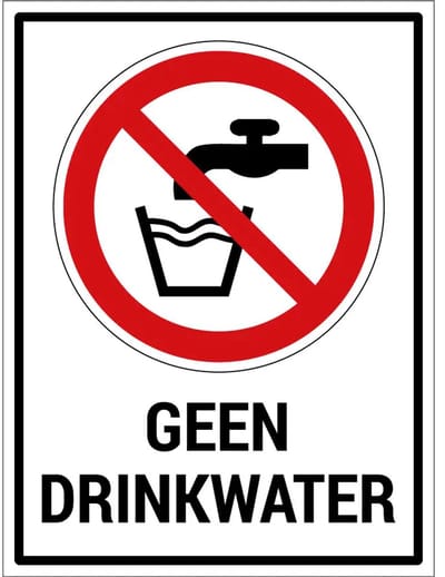 Geen drinkwater bord met tekst | gecoat dibond materiaal | 20 x 15 cm
