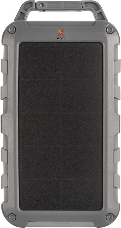 Xtorm 20W Solar Powerbank 10.000 mAh - Powerbank Zonneenergie - Ingebouwde Zaklamp - Mini powerbank - 2x USB-A + USB-C Poort - Grijs